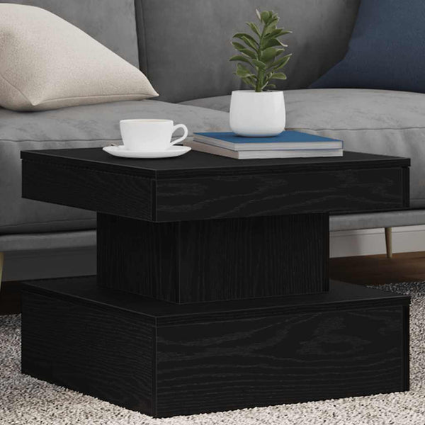 Couchtisch Claudie, schwarz, 50x50x40cm (LED Eiche)
