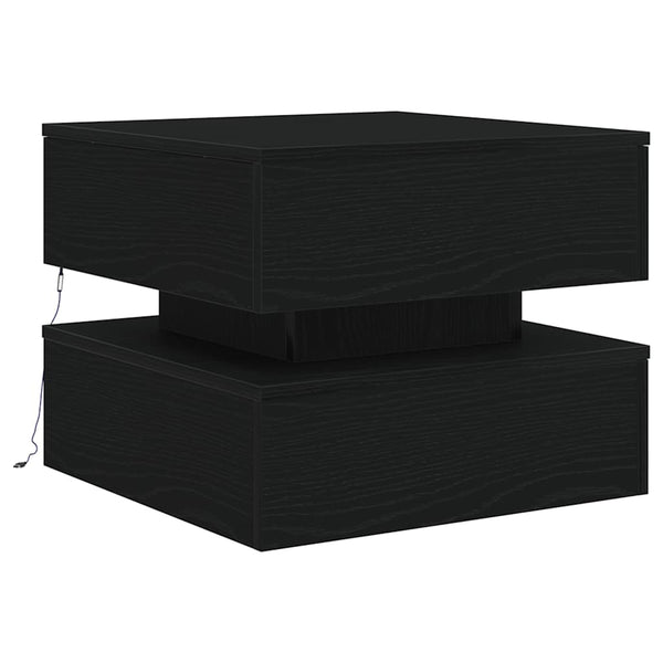 Schwarzer Couchtisch mit LED-Beleuchtung Celestina 50x50x40cm (Eiche)