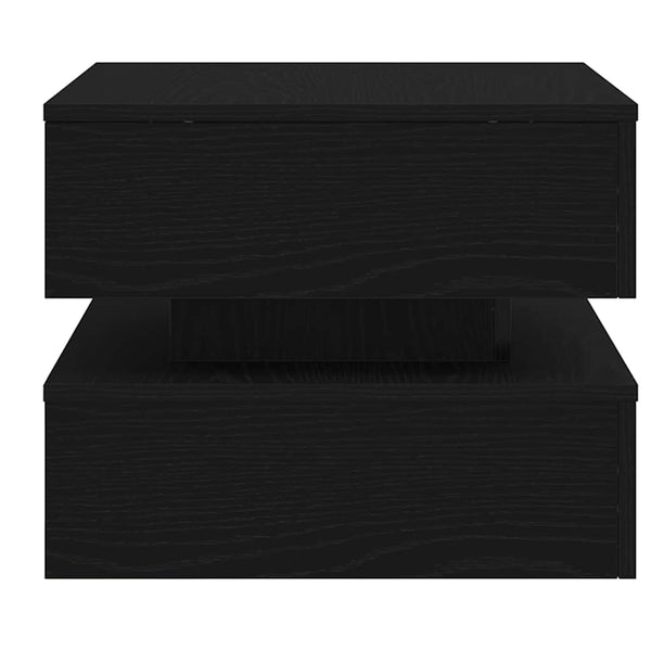 Schwarzer Couchtisch mit LED-Beleuchtung Celestina 50x50x40cm (Eiche)