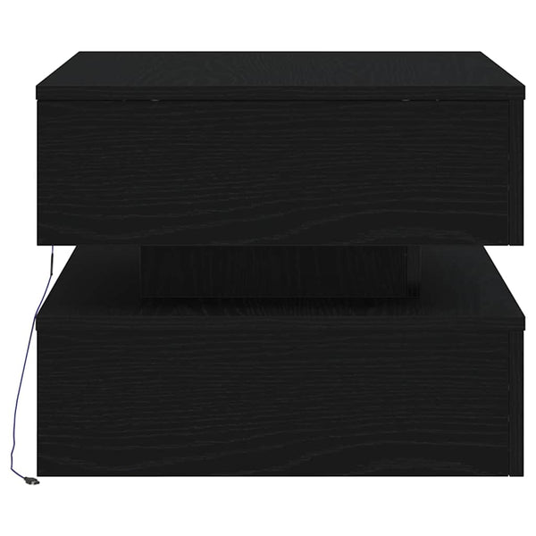 Schwarzer Couchtisch mit LED-Beleuchtung Celestina 50x50x40cm (Eiche)