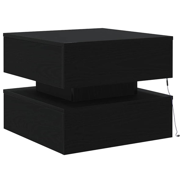 Schwarzer Couchtisch mit LED-Beleuchtung Celestina 50x50x40cm (Eiche)