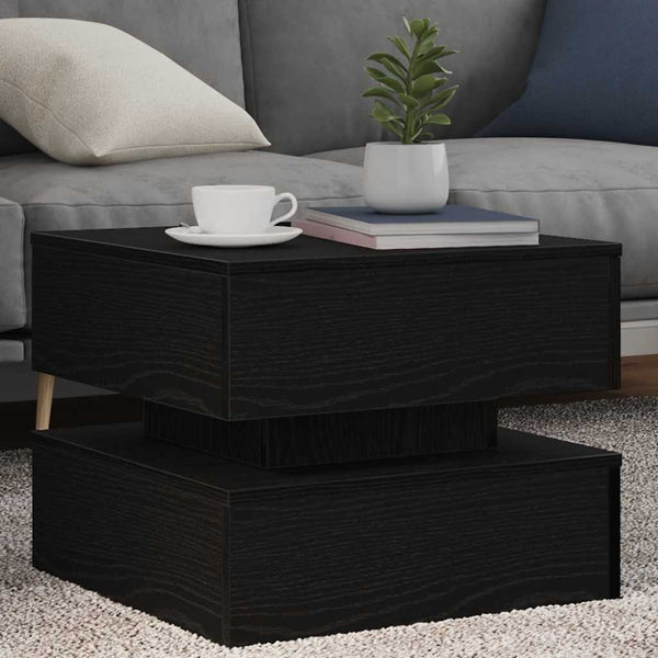 Schwarzer Couchtisch mit LED-Beleuchtung Celestina 50x50x40cm (Eiche)