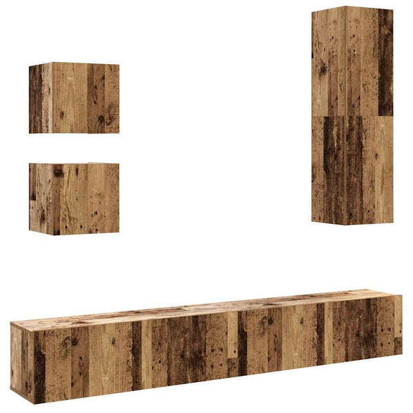 TV-Schrank Annabel 5-teilig (Wandmontage Altholz)