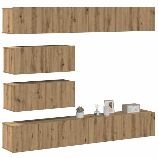 An der Wand montiertes 6-teiliges TV-Schrank-Set