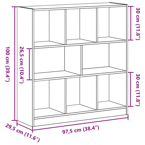 Schwarzer Eichenholz-Bücherregal Simbrioara 97,5x29,5x100cm (Holz)