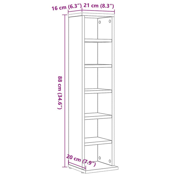 Musta tammi cd-kaappi Valyana 21x20x88cm (engineered wood)