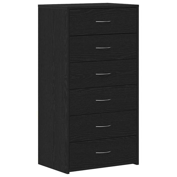 Kommode Licxanadra aus schwarzer Eiche 50x34x96cm (mit 6 Holzschubladen)