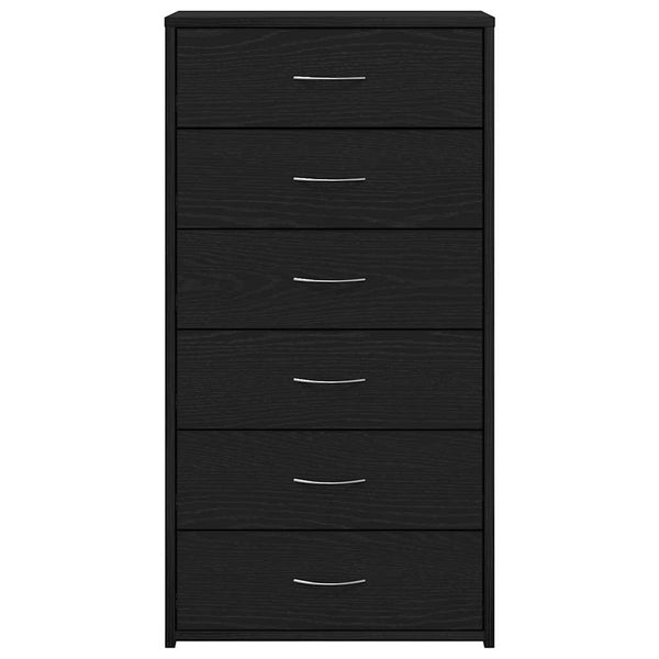Kommode Licxanadra aus schwarzer Eiche 50x34x96cm (mit 6 Holzschubladen)