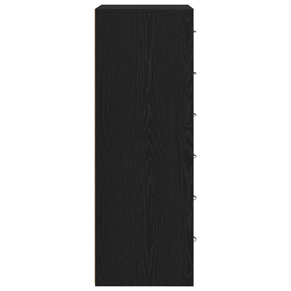 Kommode Licxanadra aus schwarzer Eiche 50x34x96cm (mit 6 Holzschubladen)