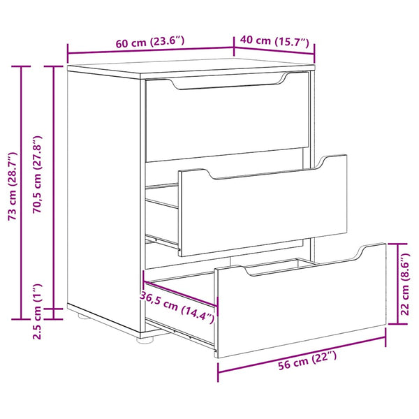 Sonoma Eiche Sideboard Visnes Soitan 60x40x73cm (Holz)