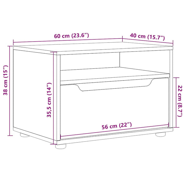 Valkoinen tv-kaappi visnes Nero 60x40x38cm (engineered wood)
