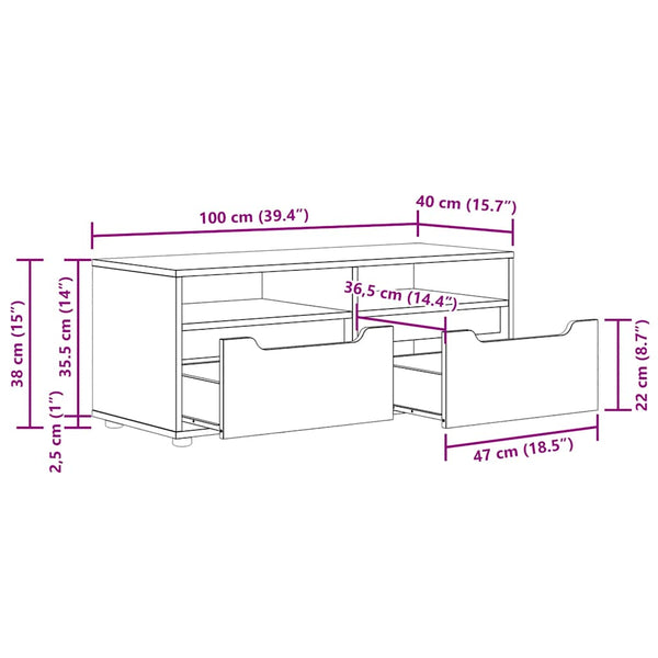 Valkoinen tv kaappi visnes Cotelban 100x40x38cm (engineered wood)