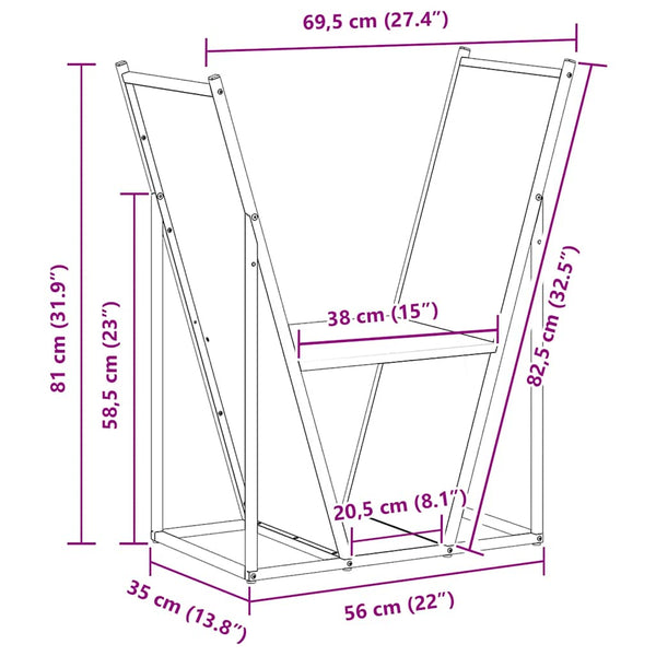 Kaminholzregal Encuta 69,5x35x81cm (kaltgewalzter Stahl)