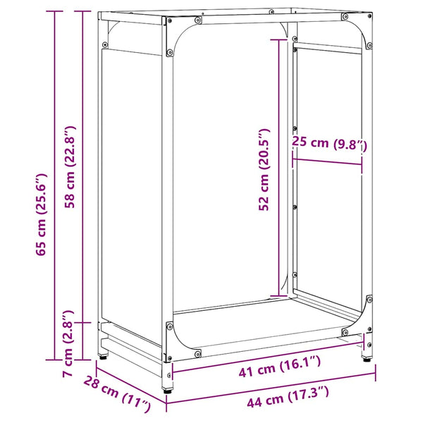 Kaminholzregal Gafita 44x28x65cm (kaltgewalzter Stahl)
