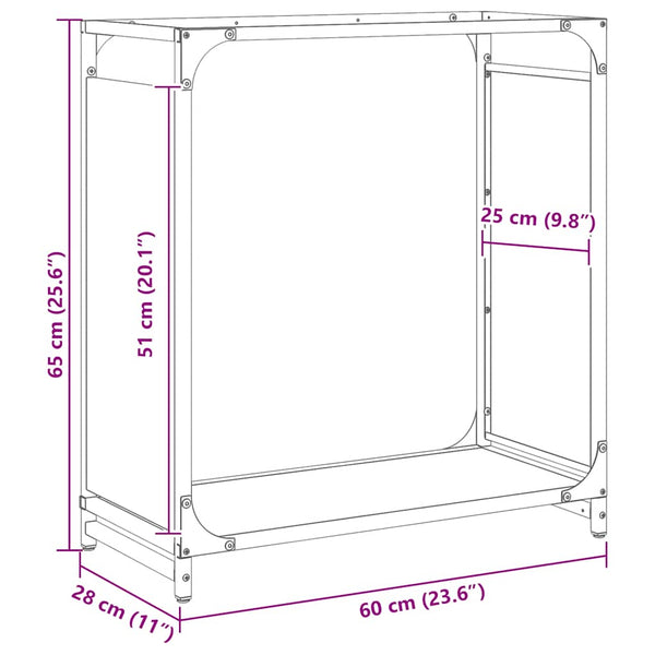 Kaminholzregal Gafita 60x28x65cm (kaltgewalzter Stahl)