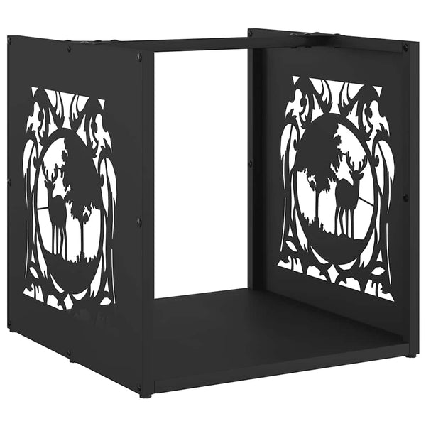 Schwarzes Brennholzregal Berdie 40x40x40cm (kaltgewalzter Stahl)