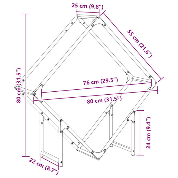 Kaminholzregal Rascol 80x25x80cm (kaltgewalzter Stahl)