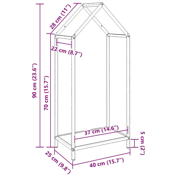 Kaminholzregal Camelica 40x25x90cm (kaltgewalzter Stahl)
