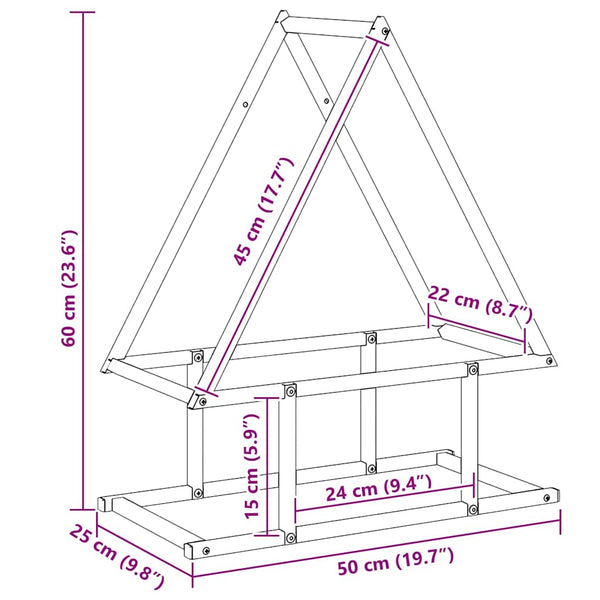 Kaminholzregal Dania 50x25x60cm (kaltgewalzter Stahl)