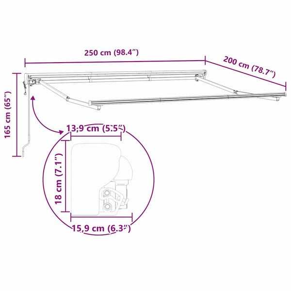 Valkoinen aurinkovarjon runko 2 m x 2.5