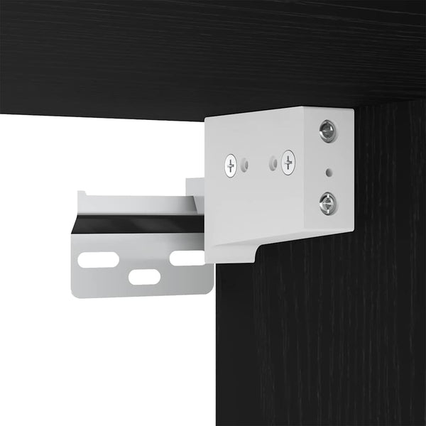 4-teiliges TV-Lowboard-Set zur Wandmontage Eiche Schwarz. Holzwerkstoff