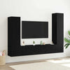 4-teiliges TV-Lowboard-Set zur Wandmontage Eiche Schwarz. Holzwerkstoff