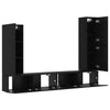 4-teiliges TV-Lowboard-Set zur Wandmontage Eiche Schwarz. Holzwerkstoff