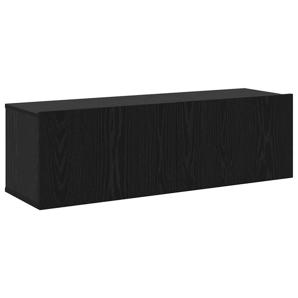 4-teiliges TV-Lowboard-Set zur Wandmontage Eiche Schwarz. Holzwerkstoff