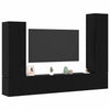 4-teiliges TV-Lowboard-Set zur Wandmontage Eiche Schwarz. Holzwerkstoff