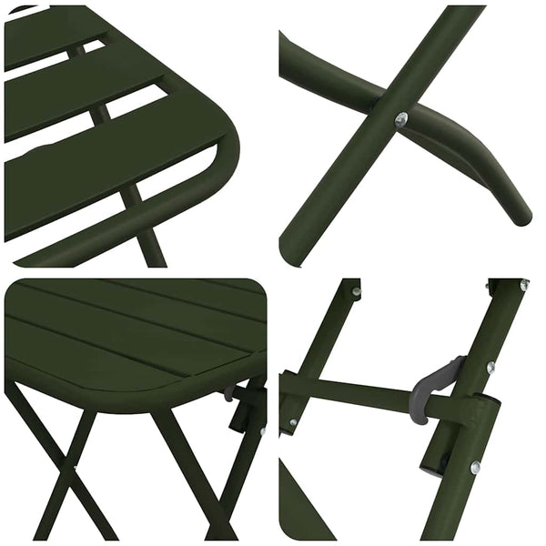 3-tlg. Bistro-Set Grün Stahl