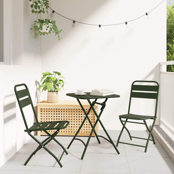 3-tlg. Bistro-Set Grün Stahl