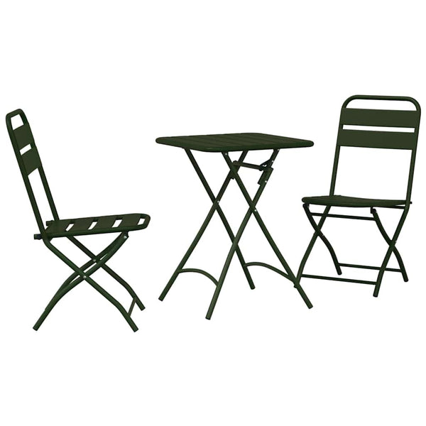 3-tlg. Bistro-Set Grün Stahl
