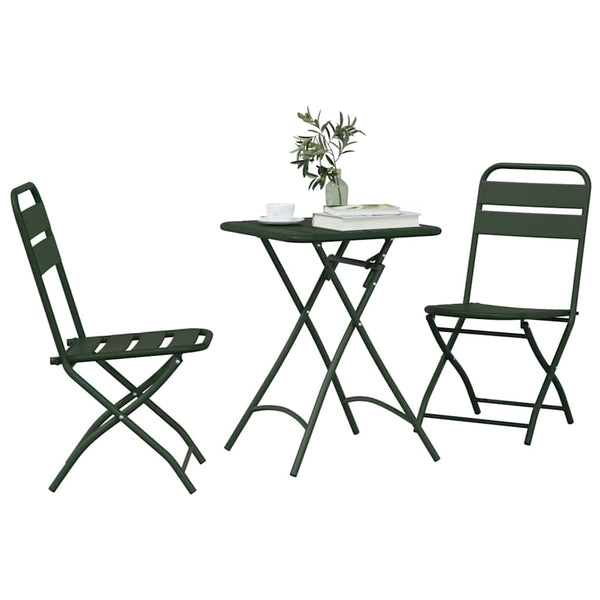 3-tlg. Bistro-Set Grün Stahl