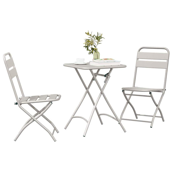 Bistro-Set 3-teilig Beige Stahl