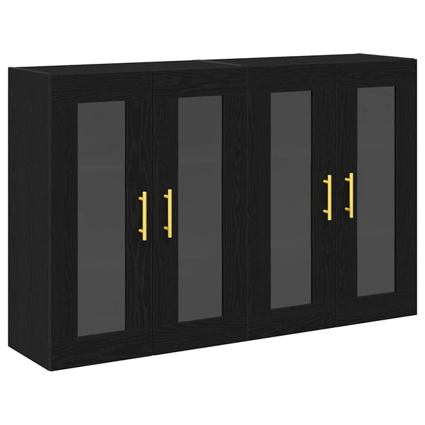 2 x schwarze Wandschränke aus Eiche