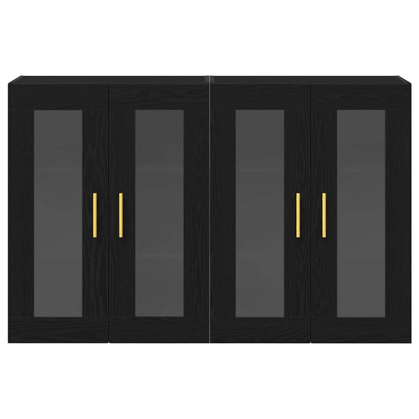 2 x schwarze Wandschränke aus Eiche