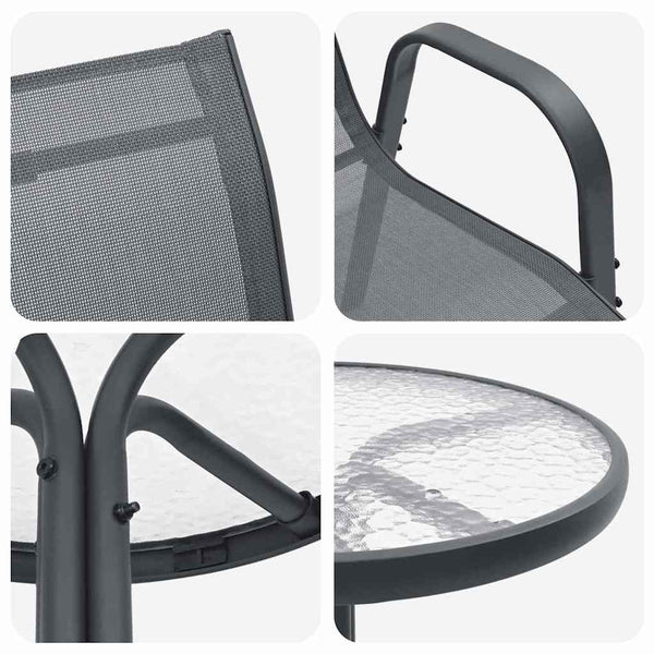 Garten-Bistro-Set 3-teilig Grau Stahl