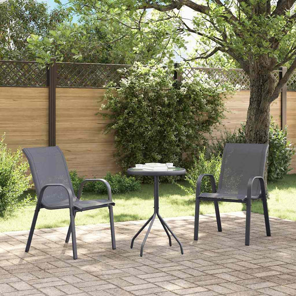 Garten-Bistro-Set 3-teilig Grau Stahl