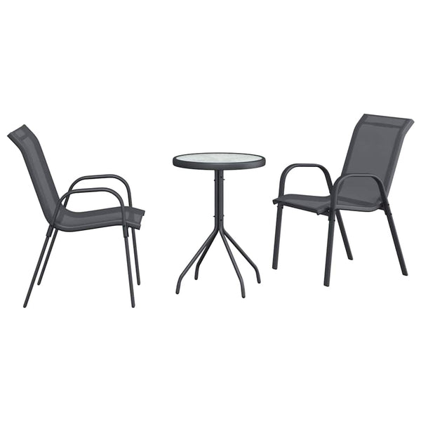 Garten-Bistro-Set 3-teilig Grau Stahl