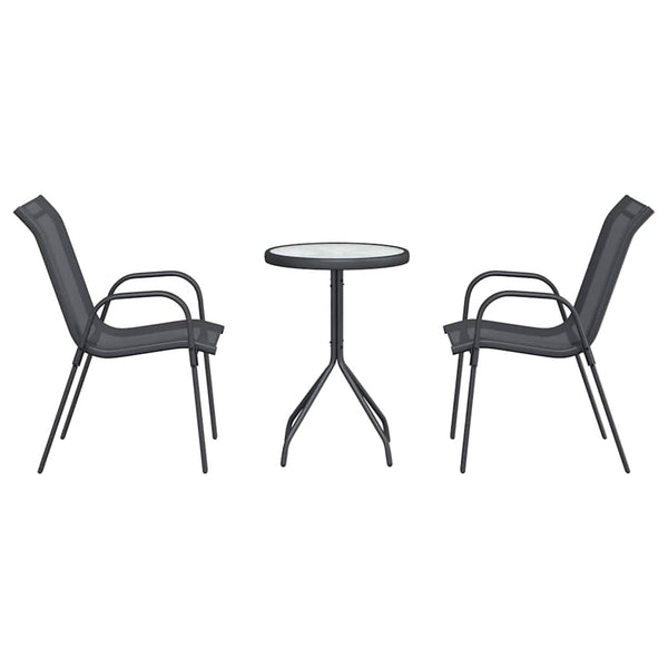 Garten-Bistro-Set 3-teilig Grau Stahl