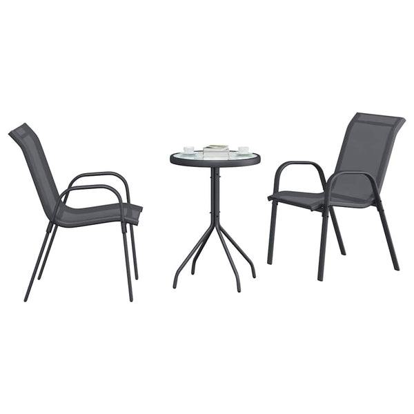 Garten-Bistro-Set 3-teilig Grau Stahl