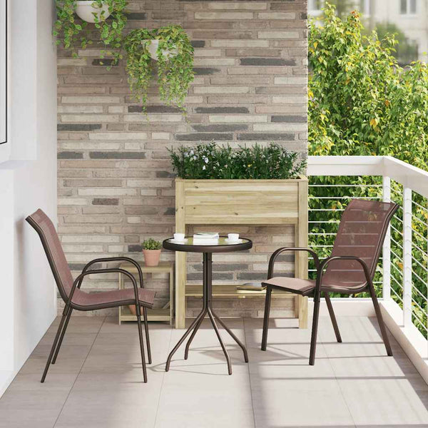 Bistro-Set für den Garten, 3-teilig, Braun, Stahl