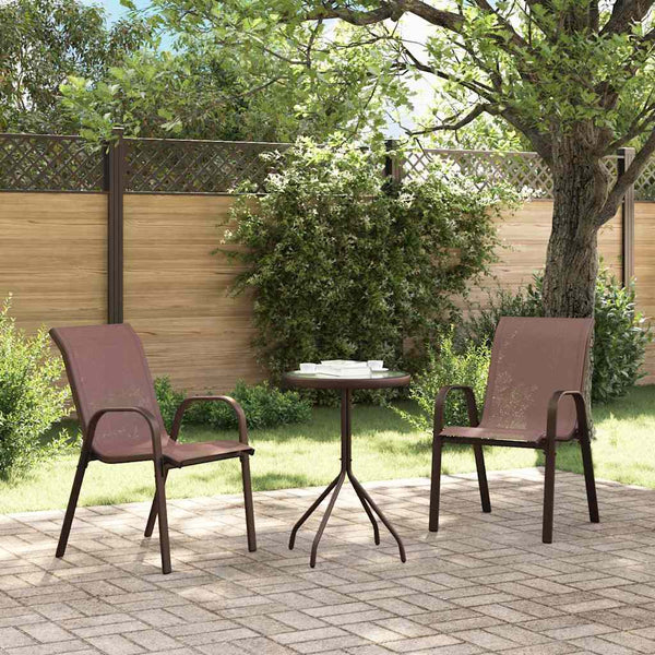Bistro-Set für den Garten, 3-teilig, Braun, Stahl