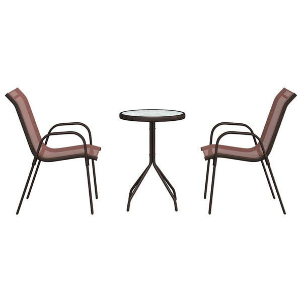 Bistro-Set für den Garten, 3-teilig, Braun, Stahl