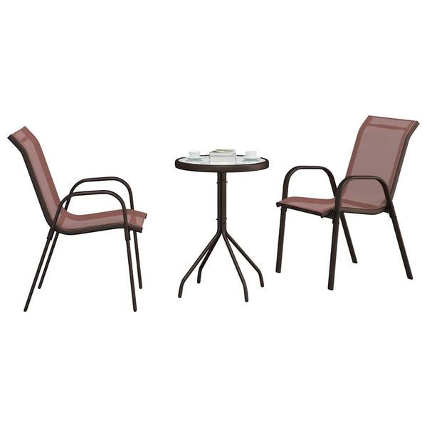 Bistro-Set für den Garten, 3-teilig, Braun, Stahl