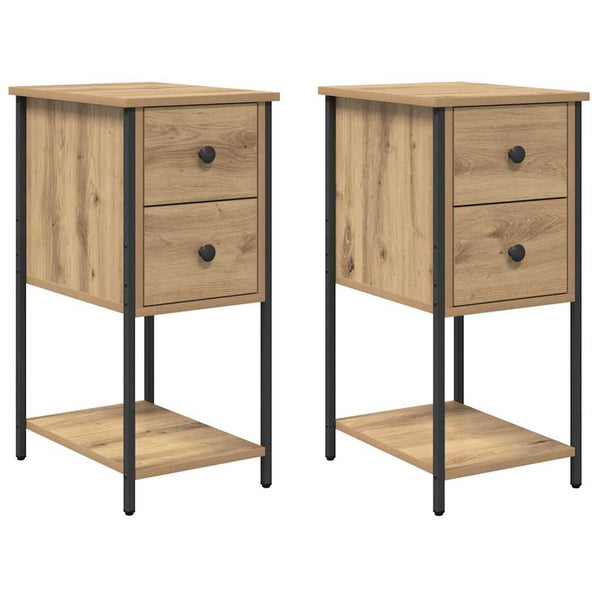 Nachttisch 2 St. handgefertigt Eiche 32 x 42 x 70 cm