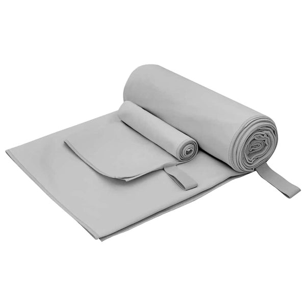 Sport-Handtuch-Set 2tlg. Grau Stoff