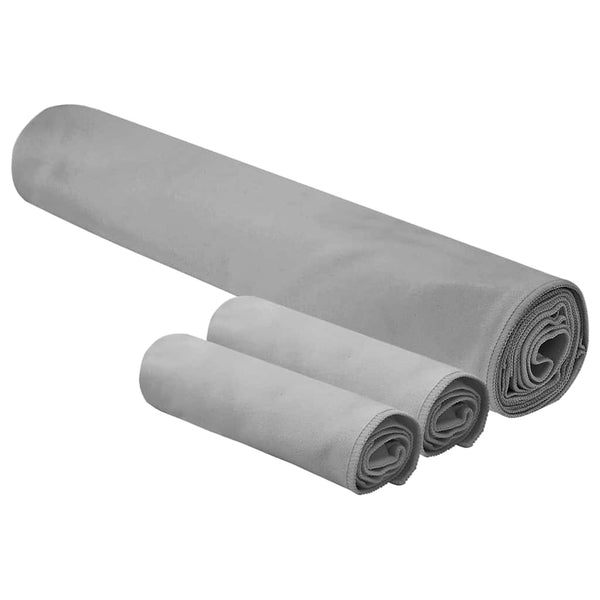 Urheilupyyhesetti 3 pcs Tumma harmaa Polyesteri ja polyamidi