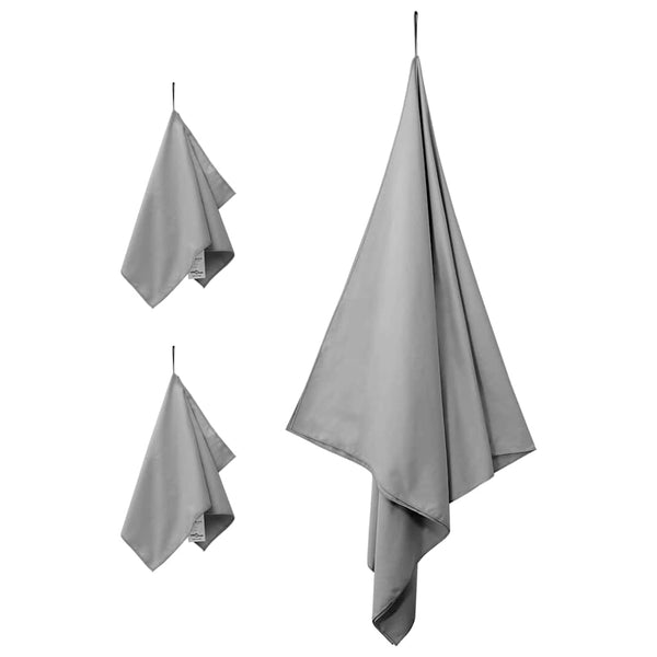 Urheilupyyhesetti 3 pcs Tumma harmaa Polyesteri ja polyamidi