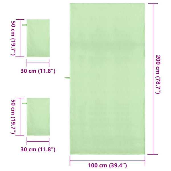 Sporttuch-Set, 3-teilig, Grün, Polyester und Polyamid